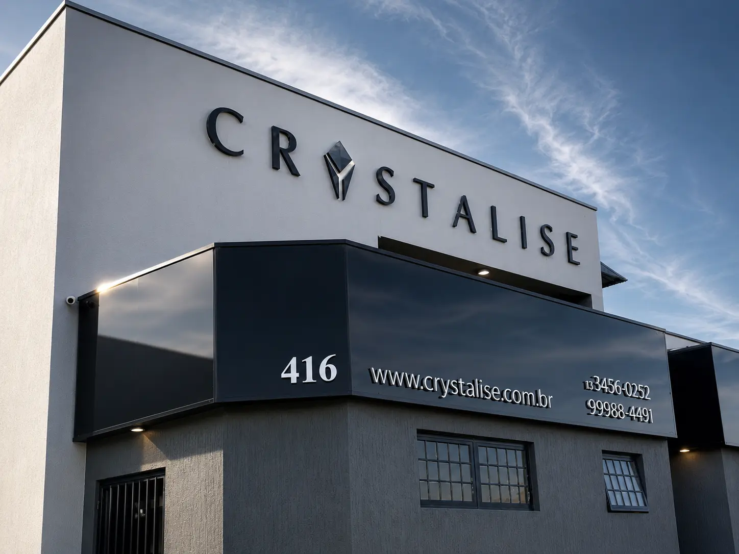 Fachada da fábrica Crystalise Indústria — Jaú SP